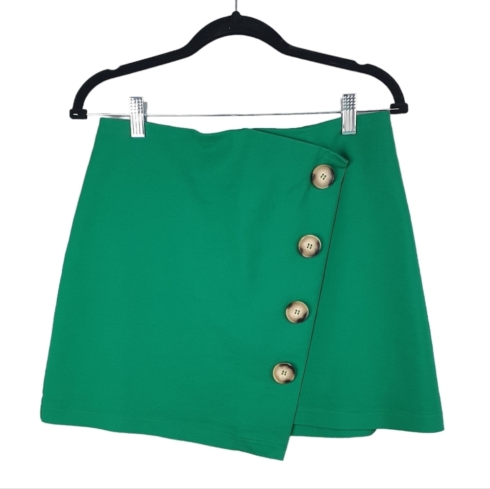 DO+BE Asymmetrical Y2K Mini Skirt Green Women's Size L Preppy Trendy Silhouette